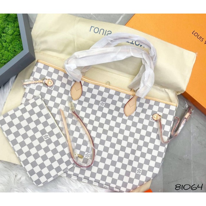 Сумка жіноча з клатчем комбінована шкіра /канва Клітинка (світла, темна)