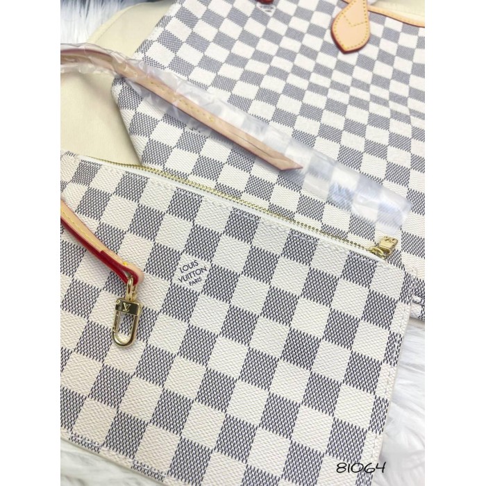 Сумка жіноча з клатчем комбінована шкіра /канва Клітинка (світла, темна)