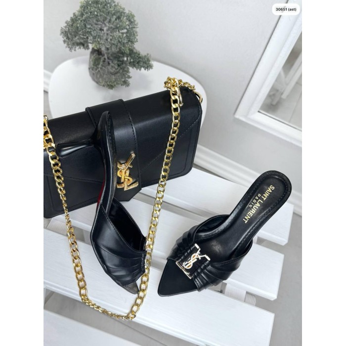 Сабо жіночі бантик екошкіра колір чорний 36,37р.