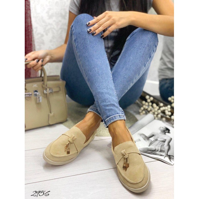 Туфлі/Лофери жіночі натуральна замша пісочні 35,37р