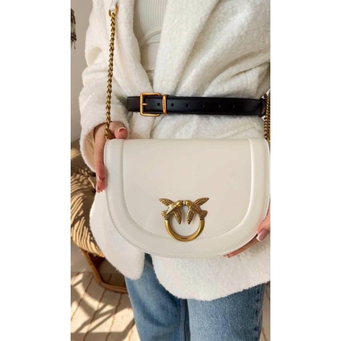 Сумка жіноча 3 відділення натуральної шкіри Чорна, Айворі