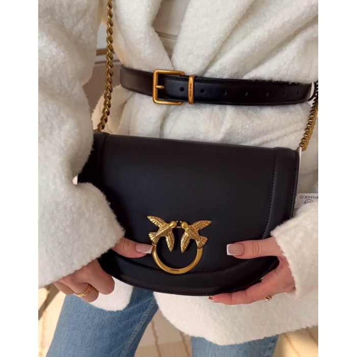 Сумка жіноча 3 відділення натуральної шкіри Чорна, Айворі