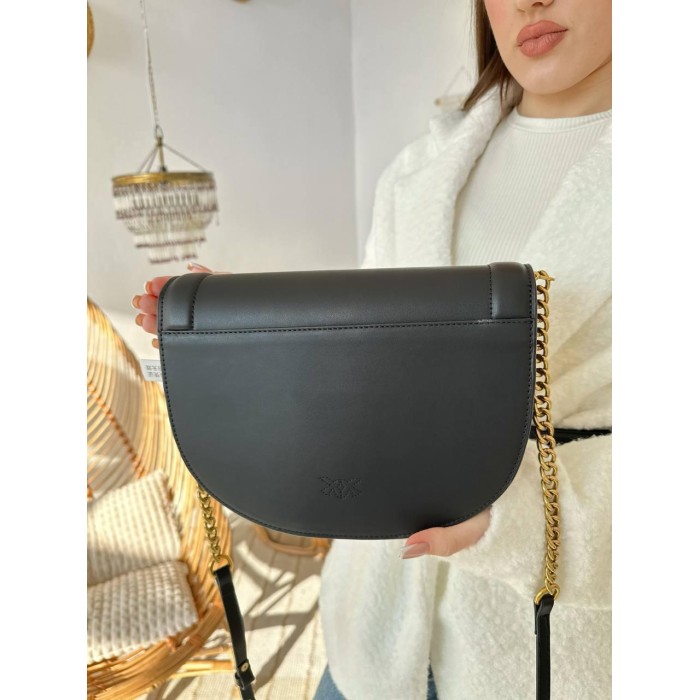 Сумка жіноча 3 відділення натуральної шкіри Чорна, Айворі