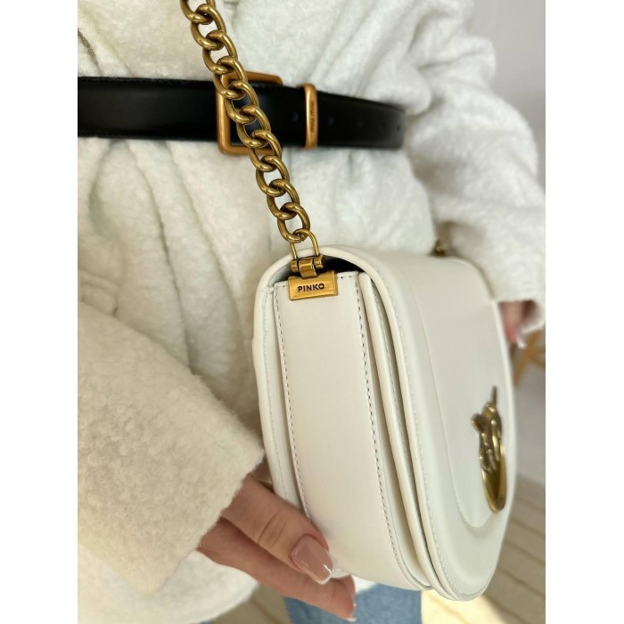 Сумка жіноча 3 відділення натуральної шкіри Чорна, Айворі