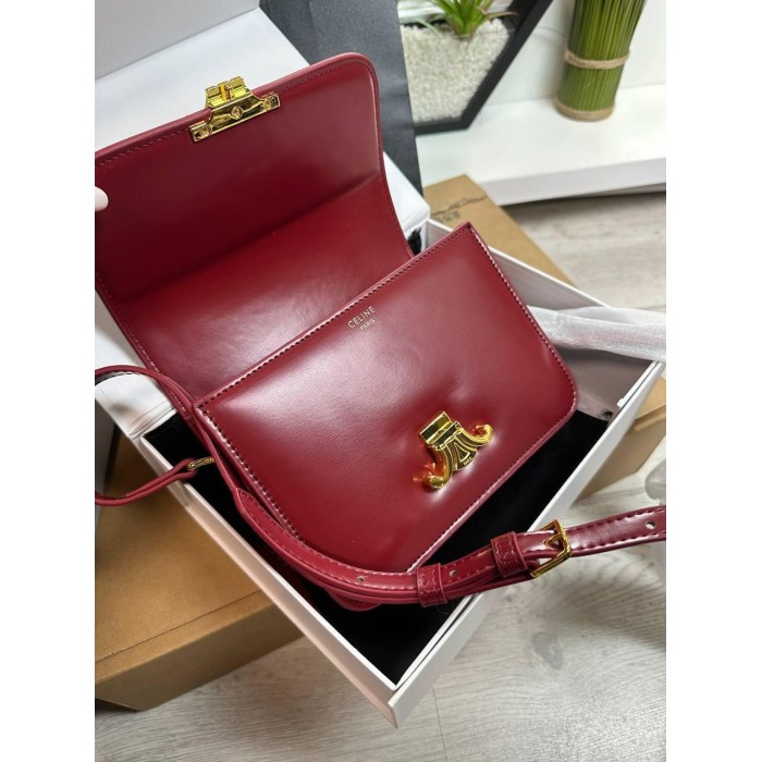 Сумка жіноча Селін Люкс натуральна шкіра Винний, Чорний