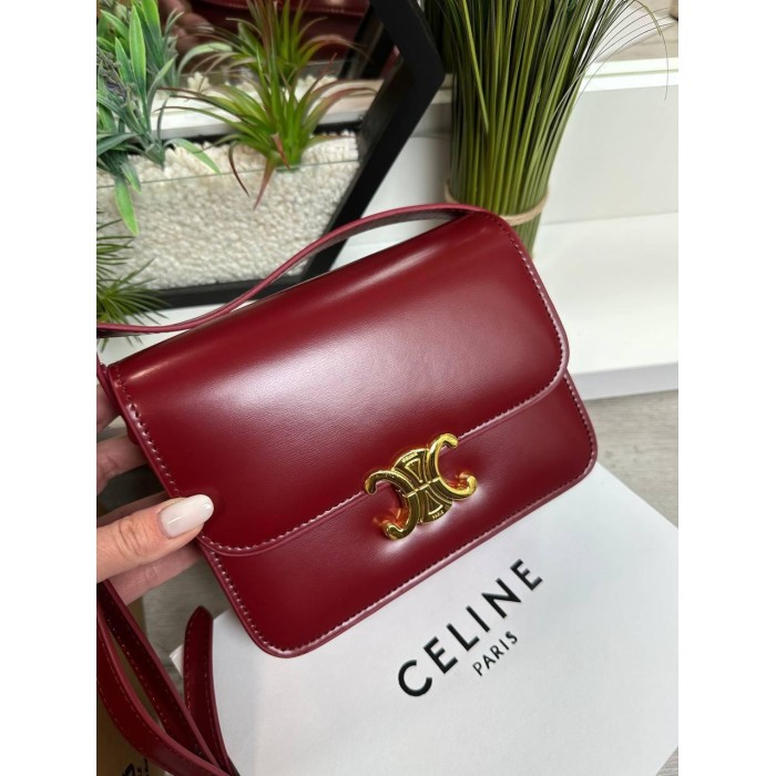 Сумка жіноча Селін Люкс натуральна шкіра Винний, Чорний