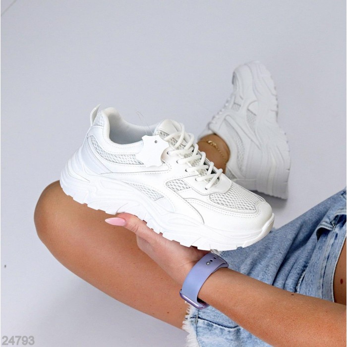 Кросівки жіночі натуральна шкіра з сіткою білі 36,37,38,39,40,41р