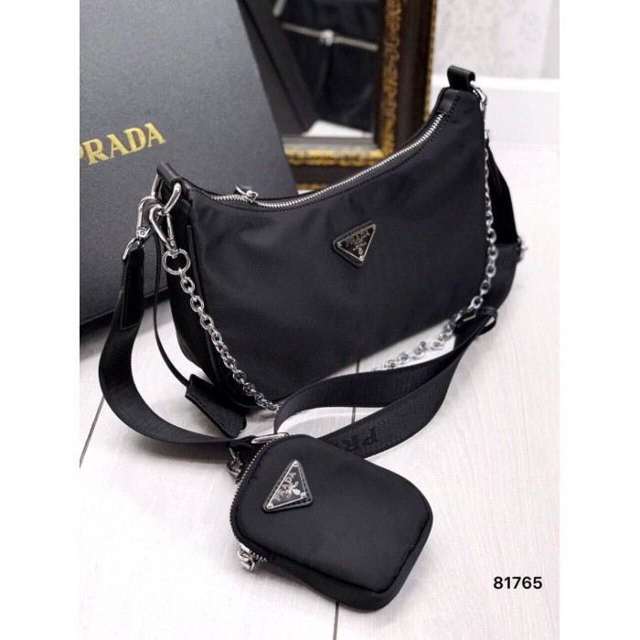 Сумка жіночий комбінована плащівка та шкіра – люкс якість Чорна