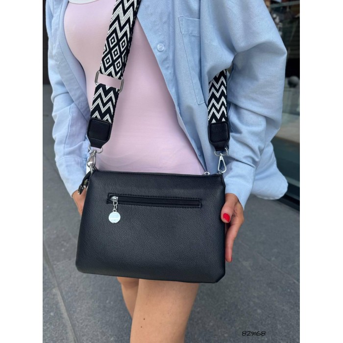 Сумка жіноча 3 відділи екошкіра Чорна