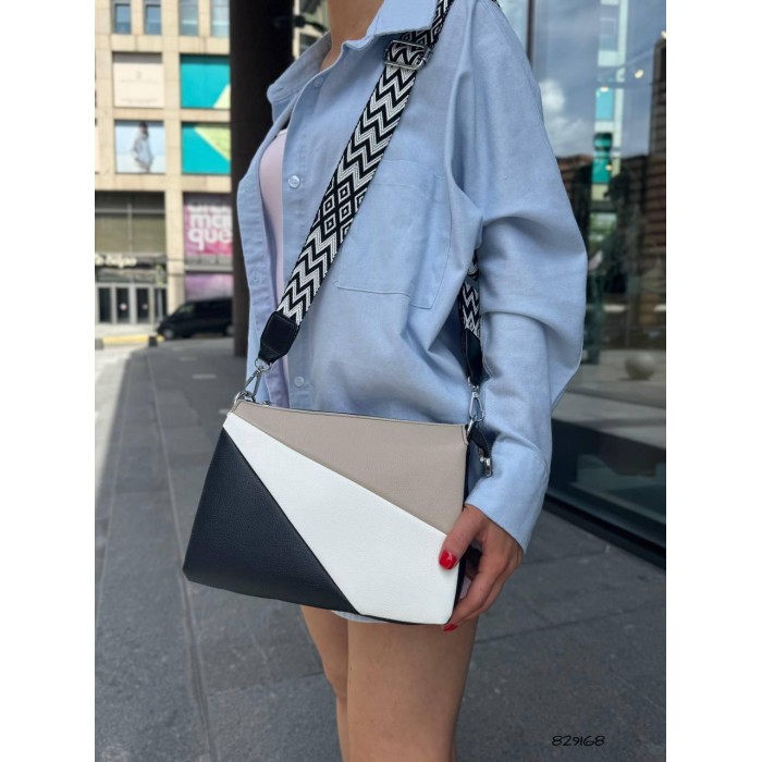 Сумка жіноча 3 відділи екошкіра Чорна