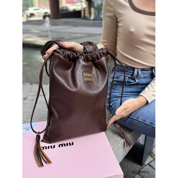 Сумка жіноча мішечок натуральна шкіра Шоколад