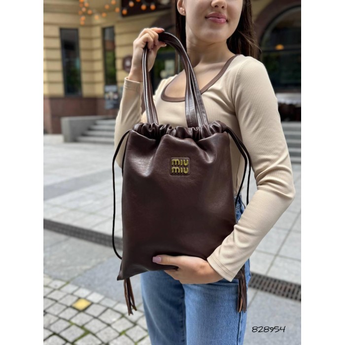 Сумка жіноча мішечок натуральна шкіра Шоколад