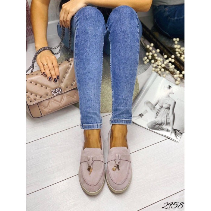 Туфлі/Лофери жіночі натуральна замша лілові 40р