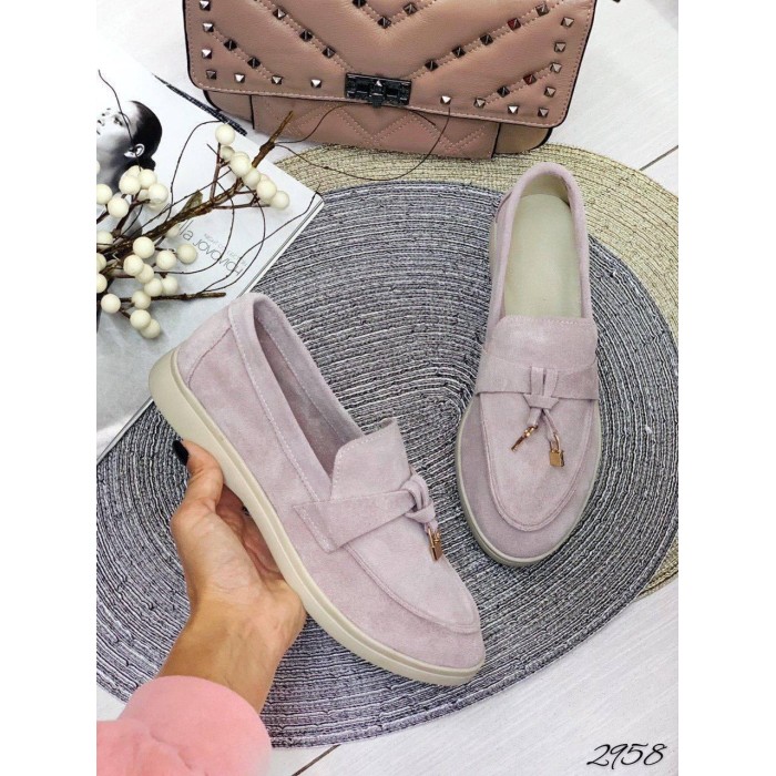 Туфлі/Лофери жіночі натуральна замша лілові 40р