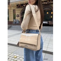 Сумка женская 2 отделения Polina лак натуральная кожа Бежевая