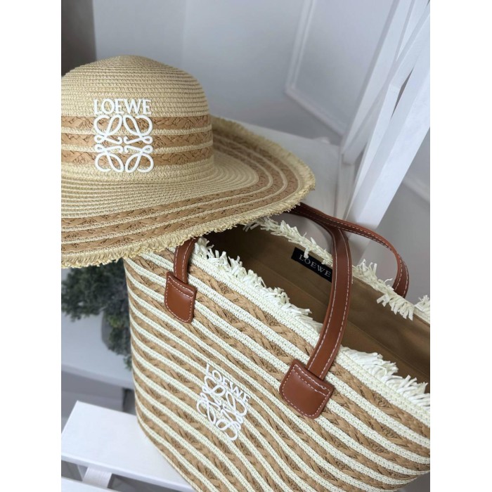 Сумка жіноча + Капелюх люкс плетіння комбіноване колір: Бежевий