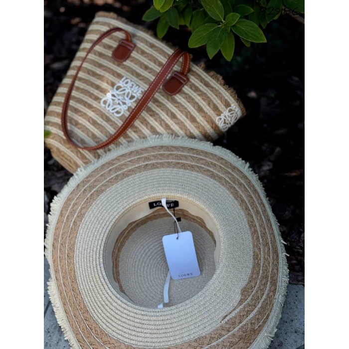 Сумка жіноча + Капелюх люкс плетіння комбіноване колір: Бежевий