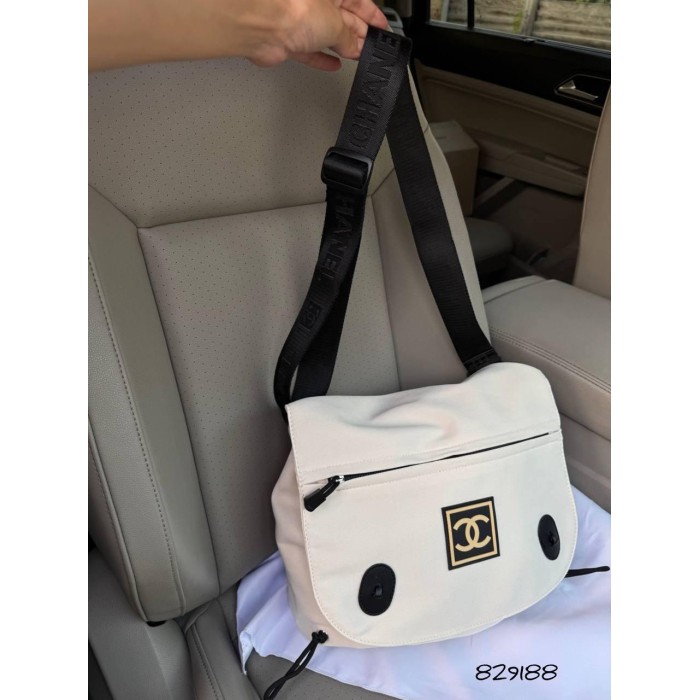 Сумка /кросбоді мішечок  джинс  чорно/ біла