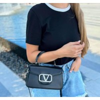 Сумка жіноча камінці декор натуральна шкіра Чорн