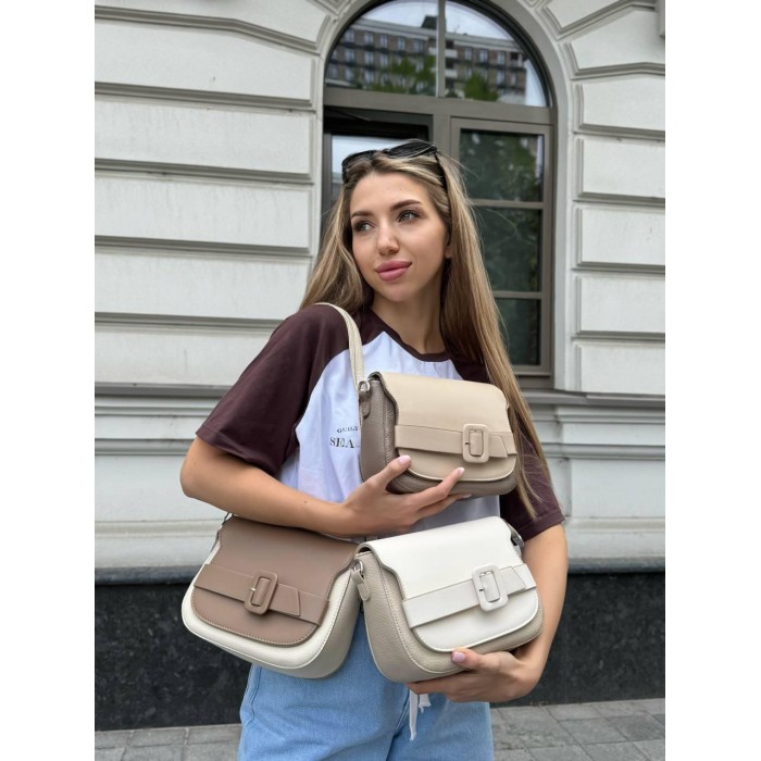Сумка жіноча декор Пряжка  екошкіра люкс Колір: Беж; Молочний; Капучино
