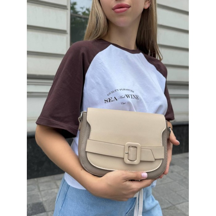 Сумка жіноча декор Пряжка  екошкіра люкс Колір: Беж; Молочний; Капучино