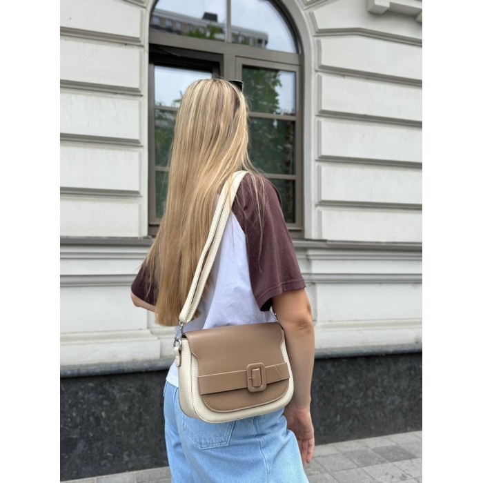 Сумка жіноча декор Пряжка  екошкіра люкс Колір: Беж; Молочний; Капучино