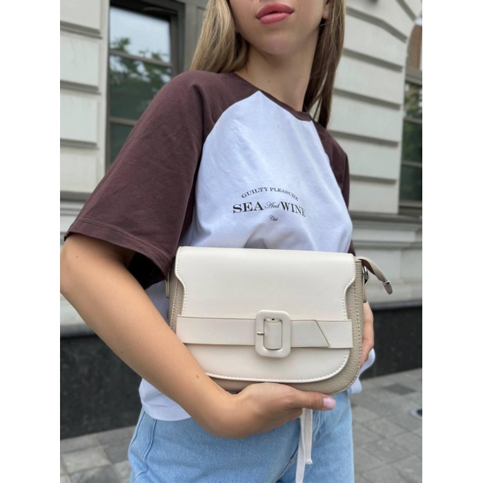 Сумка жіноча декор Пряжка  екошкіра люкс Колір: Беж; Молочний; Капучино