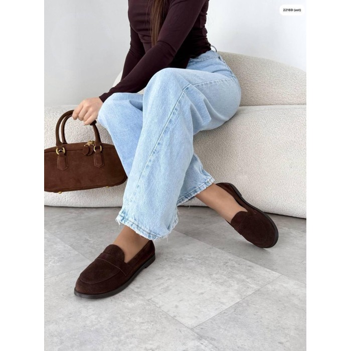 Туфлі/Лофери жіночі колір:шоколад натуральна замша 36,38р