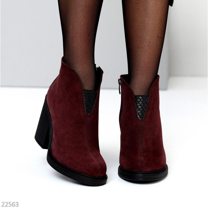 Ботильйони жіночі натуральна замша колір-бордо деми 40р