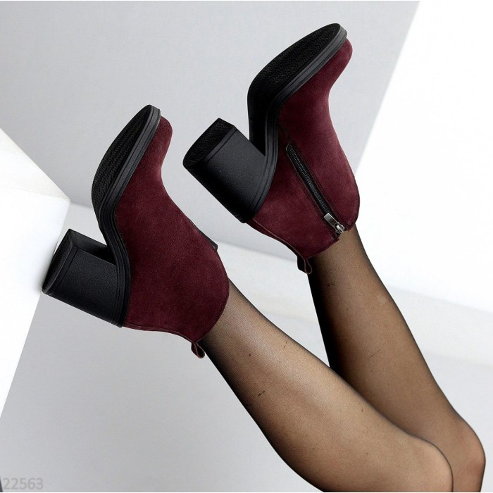Ботильйони жіночі натуральна замша колір-бордо деми 40р