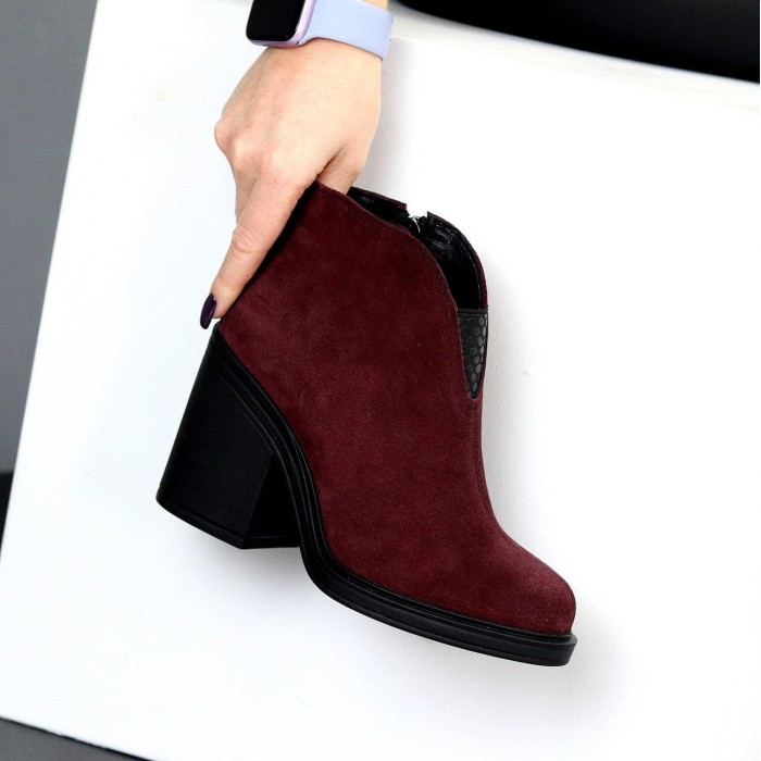 Ботильйони жіночі натуральна замша колір-бордо деми 40р