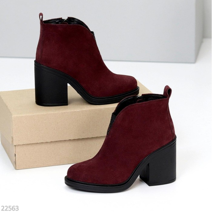 Ботильйони жіночі натуральна замша колір-бордо деми 40р