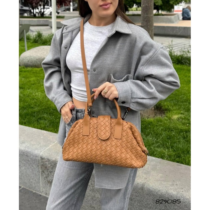 Сумка жіноча Polina Ботте га натуральна шкіра Капучино, Кемел