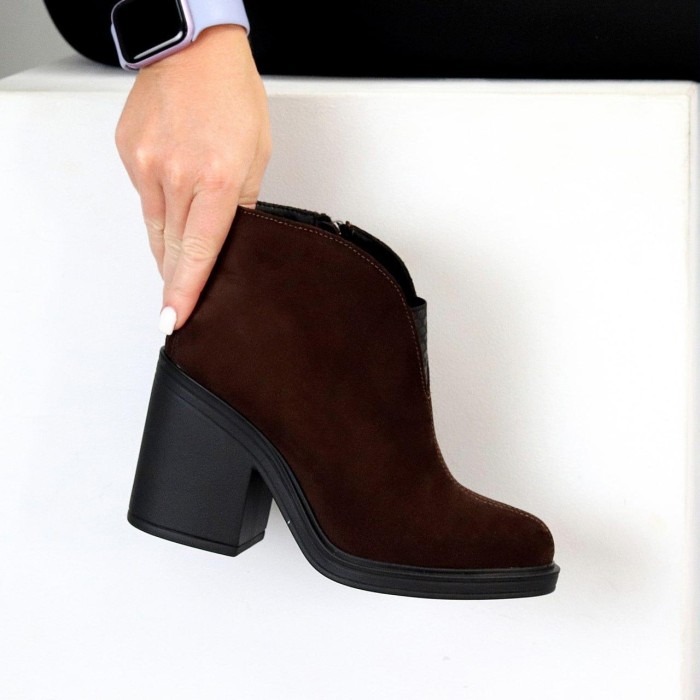 Ботильйони жіночі натуральна-замша колір-шоколад деми 37,38,39,40р