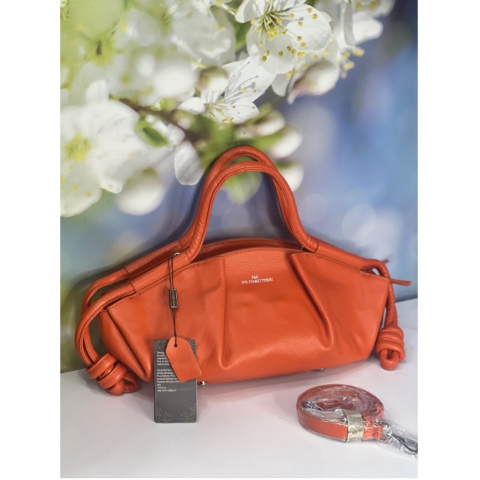 Сумка жіноча натуральна шкіра канадка Червона лак Помаранчевий