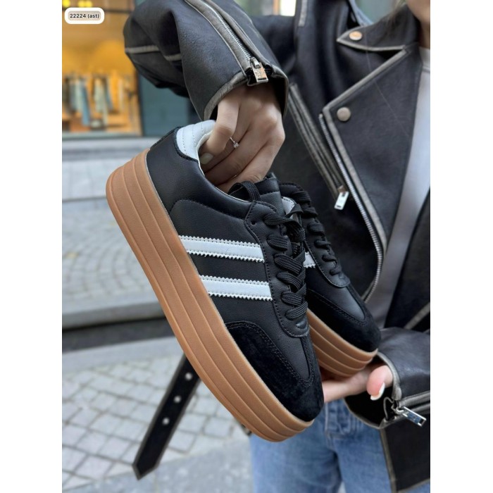 Кеди жіночі натуральна шкіра/замша чорні 36,37,38,39р.