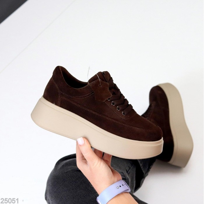 Кросівки жіночі натуральна-замша шоколад 36,38,39,40,41р