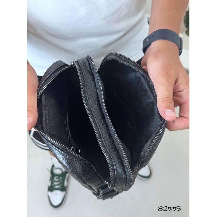 Сумка чоловіча Кросбоді натуральна шкіра Чорна