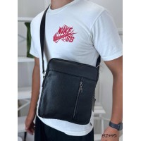 Сумка чоловіча Кросбоді натуральна шкіра Чорна