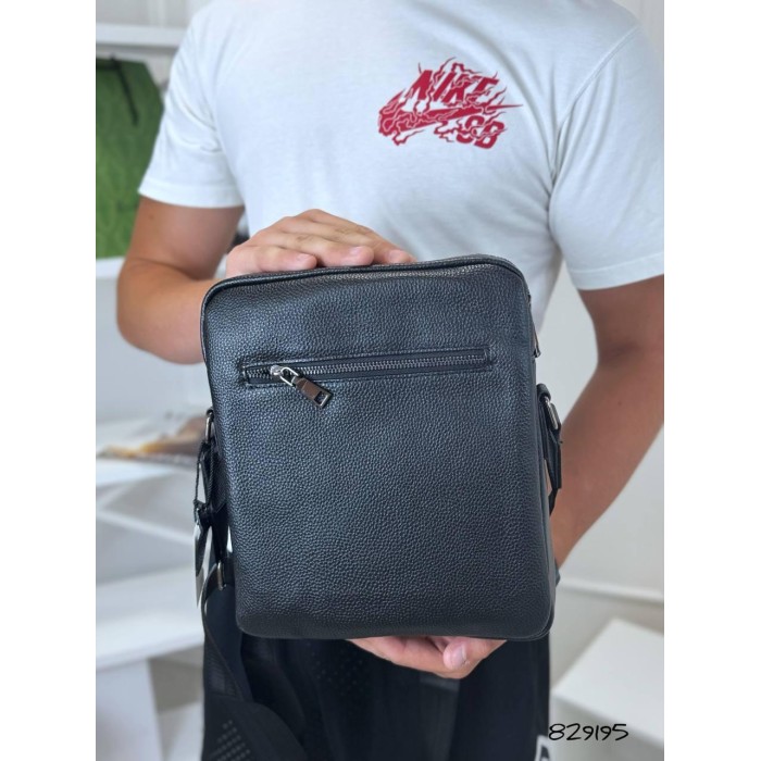 Сумка чоловіча Кросбоді натуральна шкіра Чорна