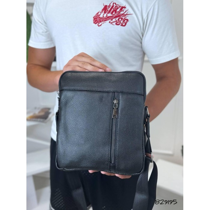 Сумка чоловіча Кросбоді натуральна шкіра Чорна
