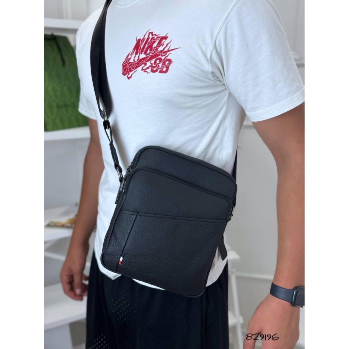 Сумка чоловіча Кросбоді натуральна шкіра Чорна