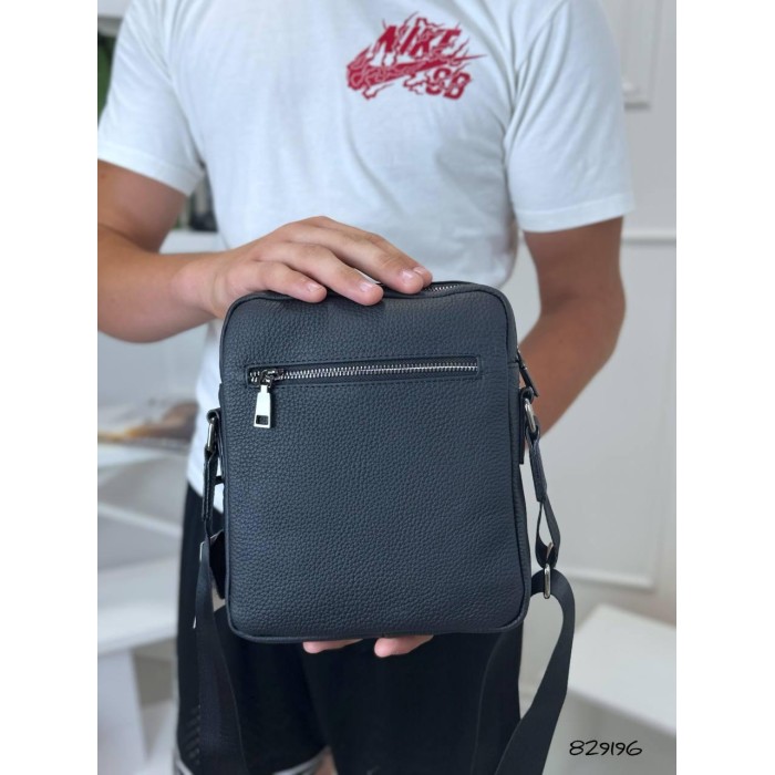 Сумка чоловіча Кросбоді натуральна шкіра Чорна