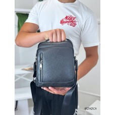 Сумка чоловіча з ручкою Кросбоді натуральна шкіра Чорна