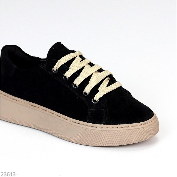 Кеди жіночі натуральна замша чорні 37,38,39,40р