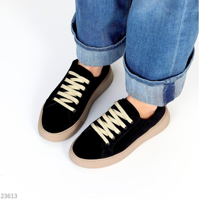 Кеди жіночі натуральна замша чорні 37,38,39,40р