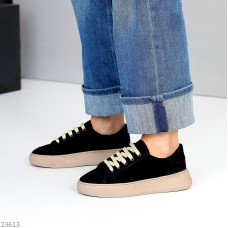 Кеди жіночі натуральна замша чорні 37,38,39,40р