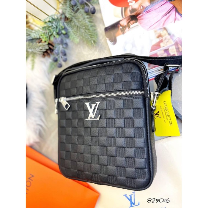 Чоловіча сумка з ручкою натуральна шкіра Чорна матова