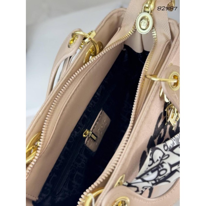 Сумка жіноча Діор 2х стороння з хусткою Колір Беж