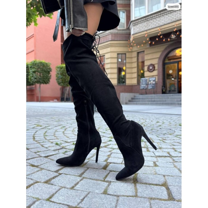 Ботфорти жіночі Diana з Екозамші чорні демі 38,40,41р